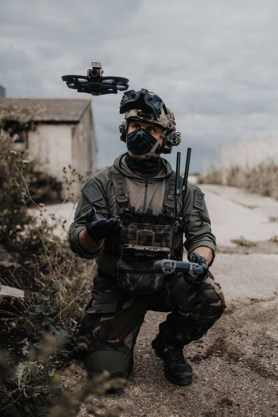 Excubis contracted drone pilot preparing UAS for operational launch